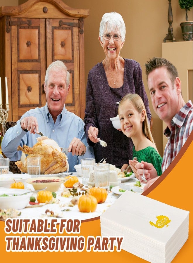 Whaline 50 Pcs Fall Thanksgiving Guest Napkins Gold Foil Turkey Give Thanks Disposable Napkins Dinner Hand Paper Napkin for Bathroom Autumn Harvest Party Table Supplies - Image 4